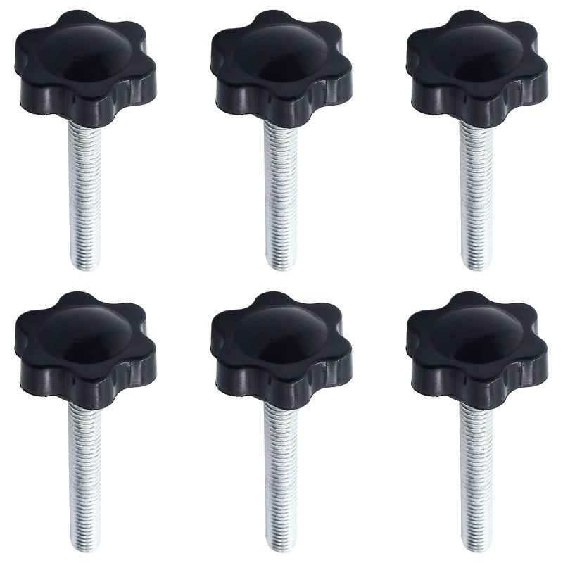 LifCratms 6 Pieces M5 x 30mm Thread Star Knobs  Plastic Hex Shaped Clamping Knob Handle Hand Tightening Screw Knob for Umbrella Base Replacement - Image 1